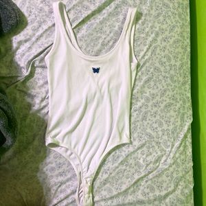 White bodysuit with a butterfly